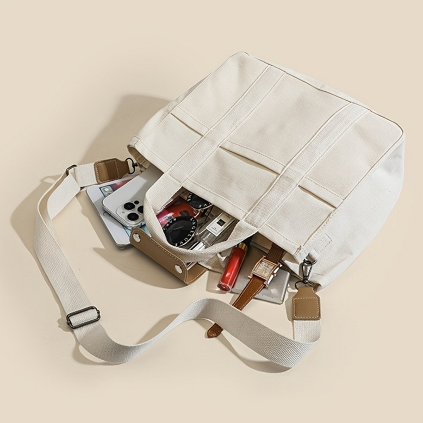 Bolso Tote De Lona Estilo Minimalista