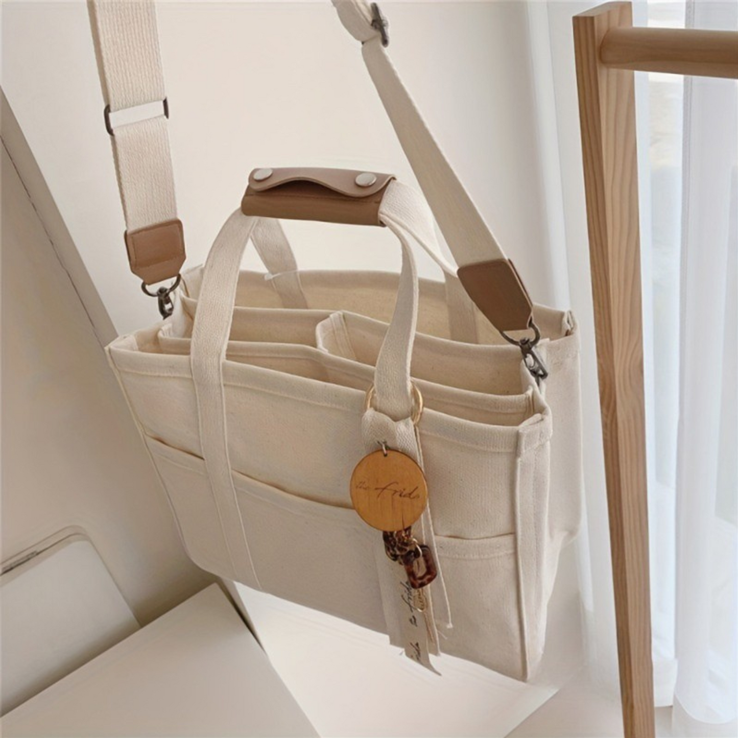 Bolso Tote De Lona Estilo Minimalista