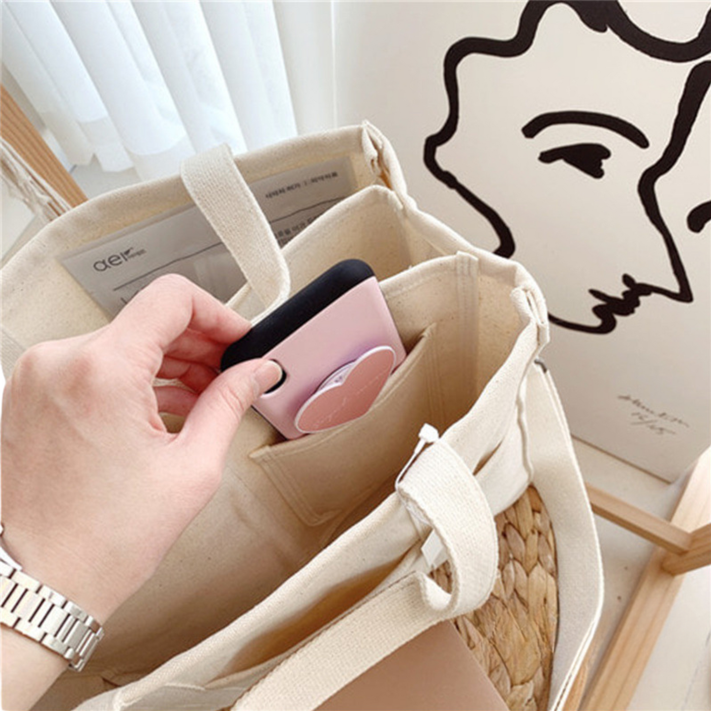 Bolso Tote De Lona Estilo Minimalista